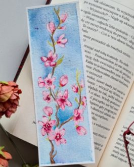 Zakładka do książki malowana akwarelą “Sakura”